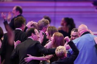 LOS ANGELES, CA - September 15, 2024 - The cast and crew of Hacks react during the 76th Primetime Emmy Awards at the Peacock Theater on Sunday, September 15, 2024 (Robert Gauthier / Los Angeles Times)