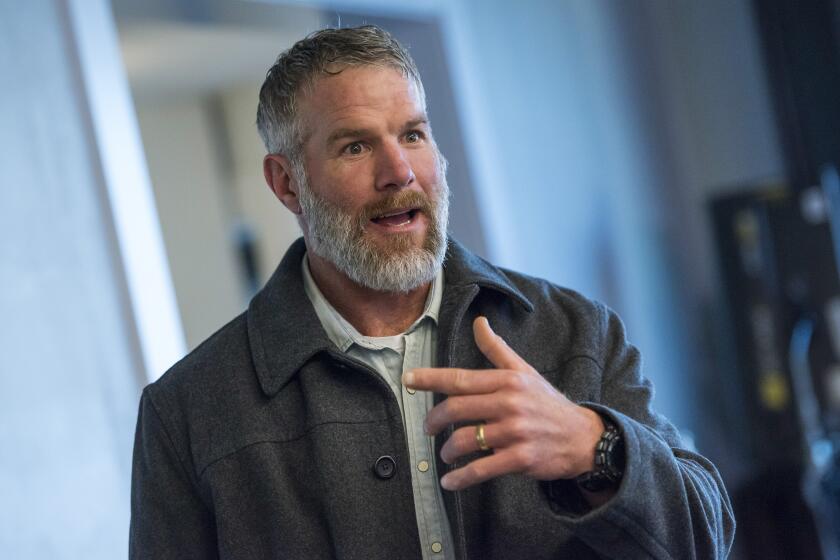 Brett Favre, former quarterback for the Green Bay Packers, in San Francisco, California, U.S., on Friday, Feb. 5, 2016. 