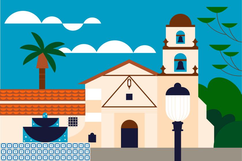 Illustration of Mission Basilica San Buenaventura in Ventura, California.